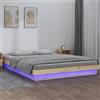 Festnight Letto Matrimoniale 80x200, Struttura Letto con LED, Giroletto Matrimoniale, Letto Singolo in Legno Massello 140x190 cm
