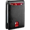 VAcsax Porta carte magnetiche antifurto in vera pelle, Porta carte di credito Porta carte di credito RFID Porta carte ultrasottile semplice da uomo (M,Nero)