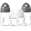 Hararum Biberon in Vetro 0+ Mesi, Set con 80ml e 160ml, Tettarelle a Flusso Ultra Lento e Lento Anticolico per Neonati, senza BPA, Confezione da 4 - Bianco e Nero
