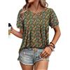 ABYOVRT Magliette Donna Estive T-Shirt Manica Corta Elegante Girocollo Tunica Top,Verde Arancione,S