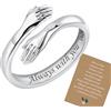 Ehihas Anello di Abbraccio, 925 Sterling Silver Anelli per le Donne Ragazze Regolabili s925 Argento Anelli Aperti A Mia Figlia Nipote Anello A Mano Gioielli per Regalo Compleanno