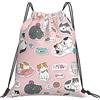 Generic Sacca Sportiva Childish Cat Pink Kitten Zaino con Coulisse Impermeabile Gym Sack Sport Sacche Sportive per Escursionismo Spiaggia Scuola