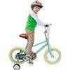 CUMELLIIR Bicicletta per bambini da 14 pollici, per ragazzi e ragazze, con ruote di supporto, doppio freno, veicoli da addestramento, bicicletta per bambini dai 3 ai 6 anni, verde scuro