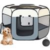 Floving Recinzione portatile per cani pieghevole per animali domestici, recinto per gatti, incinte, chiuso, per allevamento di cani, con borsa per il trasporto (M, grigio)