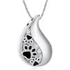 AIWENXI Zampa di animali domestici stampa teardrop urna collana per cenere per cane/gatto cenere ciondolo per cremazione gioielli commemorativi per donne e uomini