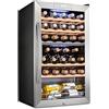 SCHMÉCKÉ - Refrigeratore per vino a doppia zona con lucchetto - Grande cantina non incassata per vino rosso, bianco, champagne e spumante - 41f-64f con controllo digitale della temperatura in acciaio