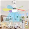 FIENZA Ventilatore a Soffitto Con Luce e Telecomando,E27 Plafoniera Led Soffitto Super Silenziosa, Ventola da Soffitto Con Luce 3 Velocità, Luminosità, Memoria, Tempistica (C)