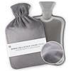 Blumtal Borsa Acqua Calda Peluche con Fodera in Pile Morbidissimo - Boule Acqua Calda per Ridurre i Dolori - in Gomma Naturale - 1,5 Litri - Grigio
