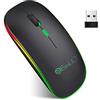 EasyULT Bluetooth Mouse Senza Fili, Mouse Wireless Ricaricabile, Mouse Silenzioso a Due modalità (Bluetooth 5.1 e Wireless 2.4G), 3 DPI 800/1200/1600 Regolabile, per PC,Mac, Notebook-Nero
