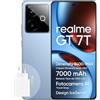 realme GT 7T Smartphone 5G 12+512 GB, chipset Dimensity 8400-MAX, batteria da 7000 mAh, display da 6,78 1.5K 120Hz, fotocamera AI Travel Snap, IP69, IceSense Blu