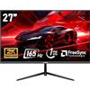 Gawfolk - Monitor da PC e gaming, 27, 2K WQHD (2560 × 1440 P), 165 Hz, 1 ms, senza cornice, 98% sRGB, grandangolo da 178°, HDMI, DisplayPort, compatibile con attacchi a parete VESA 100 x 100 mm