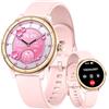 AdivaX Smartwatch Donna con Chiamate WhatsApp 1,27 HD Orologio Fitness con 110+ Sports 24H Cardiofrequenzimetro SpO2 Sonno Ciclo Mestruale Contapassi IP68 Impermeabile Smart Watch Rotondo per Android iOS