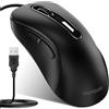 memzuoix Mouse USB con Cavo - Mouse Ottico 1400 DPI, 5 Tasti, Design Ergonomico con Cavo da 1,5m - Per Computer, PC, Mac - Nero