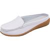 Generisch Pantofole da donna anteriori chiuse, vintage, in morbida pelle, estive, antiscivolo, basse, scarpe basse, per il tempo libero, traspiranti, per il tempo libero, bianco, 39