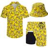 ZePinger Camicia e pantaloncini da uomo giallo anatra set bottoni camicia pantaloncini 2 pezzi tuta con cappello a secchiello, Anatra gialla., XX-Large