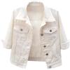 Hamender Giacca di jeans da donna a maniche corte con maniche a 3/4 strappato invecchiato giacche di jeans cappotto, bianco, S