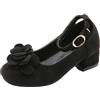 Generisch Sandali da ragazza con tacco alto da principessa scarpe con fiocco scarpe da donna alla moda per bambini per occasioni speciali, Nero , 33 EU