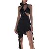 Generic Vestito Sexy Sottile dalla cavità Floreale del Halter 'Increspatura delle Donne Tre Vestiti Pizzo Elegante