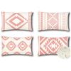 Artscope Set di 4 Impermeabile Federe Copricuscini Decorativi Geometrica Bohemian Fodere per Patio Giardino Soggiorno Fattoria Fodera per Cuscini da Esterno 40x60cm Geometria80-Rosa