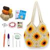 Anbaagsky Kit Uncinetto per principianti: Girasole Tote Bag Granny Square Crochet Tote Bag con tutorial video passo-passo