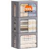 Lifewit 3 pezzi Scatole per Armadio Rigide con Cerniera, Organizzatore Armadio con Struttura in Metallo Pieghevole, Contenitori per Armadio Impilabili per Vestiti, Trapunte, Piumone, Grigio, 100L