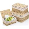 Starvortex Set di 3 Cestino Portaoggetti con Coperchio, Cestini Vimini Intrecciato a Mano, Cestini Lavabili con Fodera Rimovibile, Cestino Organizzazione per Cucina, Bagno