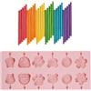 NHQZ Stampo e Tappo per Gelato in Silicone 12 Celle Pop Ice Lolly Stampo Maker da Dessert congelato Popsicle in Silicone per Torte riutilizzabili con 50 Bastoncini in Legno