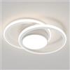 LQWELL Plafoniera LED moderna, lampada da soffitto LED da 40cm, design a 2 anelli, 48W 4000K 5300LM, IP44 impermeabile, realizzata in metallo e acrilico, per bagno, camera da letto, soggiorno