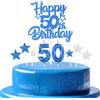 mciskin Set di candele blu reale per 50° compleanno, decorazioni per 50° compleanno da uomo, numero 50 candele blu reale per torta, decorazioni personalizzate per torte con stella per donne e uomini