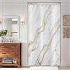 ASDCXZ Tenda da doccia in marmo, 120 x 200 cm, moderna, astratta bianca e oro, in marmo, lavabile, sottile tenda da doccia con occhielli in poliestere, impermeabile, per vasca da bagno con 8 ganci