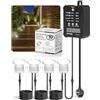 HIBOITEC 10 Luci da Esterno a LED a Bassa Tensione, Luce da Esterno Impermeabile IP67 con Trasformatore, Timer e Sensore Fotocellula, Luci da Esterno Dimmerabili per giardino (Bianco Freddo)
