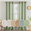 MIULEE Lino Tende Finestre con Occhielli Tenda a Pannello Traslucido Tende Moderne a Vela Trasparente Adatte per Porte Balcone Soggiorno Camera da Letto 2 Pezzo Set Verde 140x235 cm