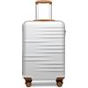 British Traveller Valigia con Ruote 54cm Bagaglio a Mano Leggero con TSA Lucchetto, Bianco