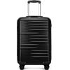 British Traveller Valigia con Ruote 54cm Bagaglio a Mano Leggero con TSA Lucchetto, Nero