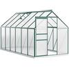 Outsunny Serra da Giardino in Policarbonato 190x375x199cm, con Finestra Apribile e Porta Scorrevole, Struttura in Alluminio, Verde