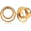 Vankula Dilatatori Lobo Double Flared tunnel dilatatore orecchie Bobina in Acciaio inossidabile lobi piercing espansori Gioielli Uomo Donna 19mm(3/4) Oro