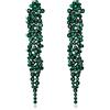 EVER FAITH Cristalli austriaci Art Deco Statement Orecchini, Banchetto Prom Long Chandelier Orecchini pendenti pendenti per donna Verde Nero-fondo