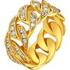 FindChic Anello Uomo Oro con Zirconia Cubica Placcato Oro Larghezza 10mm Anello Uomo Catena Taglia 22,25 Anello Oro Uomo Brilantini Confezione Regalo