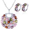 Mecool Set di orecchini e collana con zirconia cubica 925 Ciondolo Collana e Orecchini set di gioielli per donne, Pequeño, Lega di rame