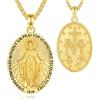INFUSEU Collana Vergine Maria, Medaglia Cattolica Argento Sterling 925 18K Oro Santo Patrono Miracolosa Cristiana Gioielli Religiosi Amore Divino Protezione Spirituale Amuleto Regali per Donne