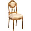 Biscottini Sedia antica 99x43x37,5 cm | Sedie luigi XVI anticata oro | Sedia imbottita stile francese | Poltroncina camera da letto in tessuto beige