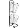 DOPBENT Cesto portabiancheria su rotelle, carrello portabiancheria con 2 cestini, 33 x 26 x 105 cm, cesto portabiancheria con telaio in metallo, per bagno, lavanderia (nero)