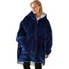 TOWINGO Felpa Coperta, Felpa Oversize con Cerniera per Donna, Sherpa Coperta Indossabile Hoodie, Taglia Unica, Blu