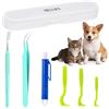 MELLIEX 6pcs Pinzette per Zecche in Acciaio Inossidabile, Pinza per Zecche Tick Gancio Penna di Rimozione per Cani e Gatti - Verde