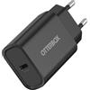 OtterBox Standard EU Caricatore murale 30W USB-C PD, carica rapida per Smartphone e Tablet, resistente a cadute, robusto, ultra durevole, Nero