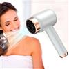 Asiwnshw Asciugacapelli ionico Senza Fili con Vento Caldo e Freddo, Asciugacapelli con Ricarica USB, Asciugacapelli da Viaggio per Donne Bambini Spiagge da Campeggio all'Aperto, Bianco