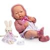 JC TOYS - Bambola La Newborn appena nata da 38 cm, in vinile morbido, collezione Royal, vestiti con disegno Toile de jouy, ciuccio e peluche, ragazza, rosa, disegnata in Spagna da Berenguer, 2 anni