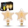 Aigostar - Lampadina LED E27 4W, Luce Calda 1800K, 320 Lumen, Decorativa: Stella, Lampadina Vintage Tipo Edison Con Filamento, Colore Ambrato, Non dimmerabile, Confezione da 2 Pezzi