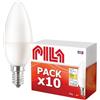 PILA Pack da 10 lampadine LED E14, 4,9 W (= 40 W), luce bianca calda (2700 K), 470 lumen, non dimmerabile, CRI80, durata 15.000 ore
