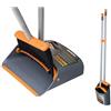 Jekayla Set Scopa e Paletta, Spazzatrice e Paletta Combinata con 137 CM Maniglia Estensibile per la Pulizia della casa, arancione